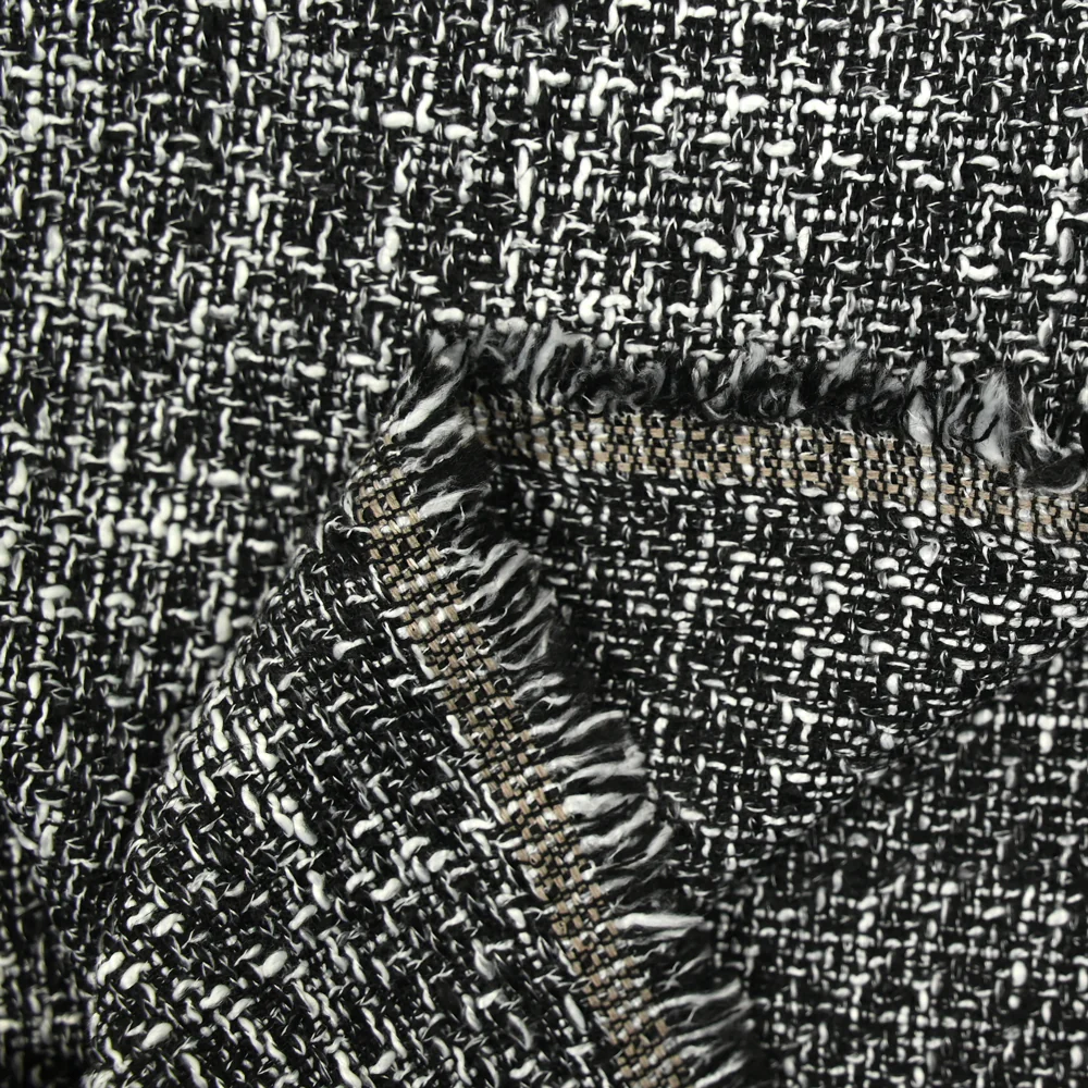 Tweed de polyester Lia blanc et noir - Image 3