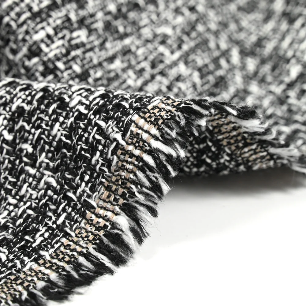 Tweed de polyester Lia blanc et noir - Image 4