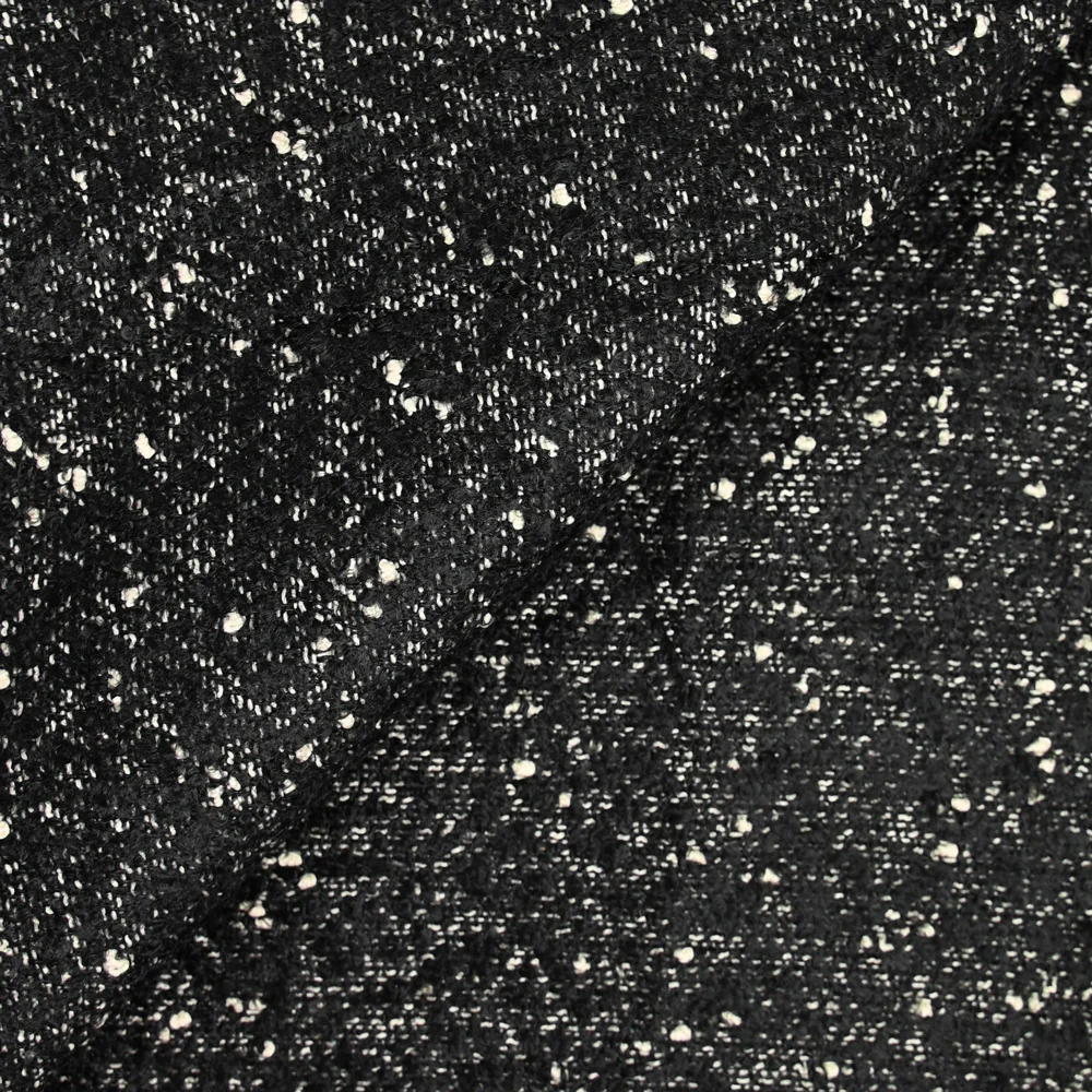 Tweed de polyester noir et écru