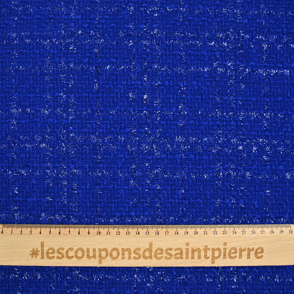 Tweed Emma lurex polyester fond bleu roi - Image 3
