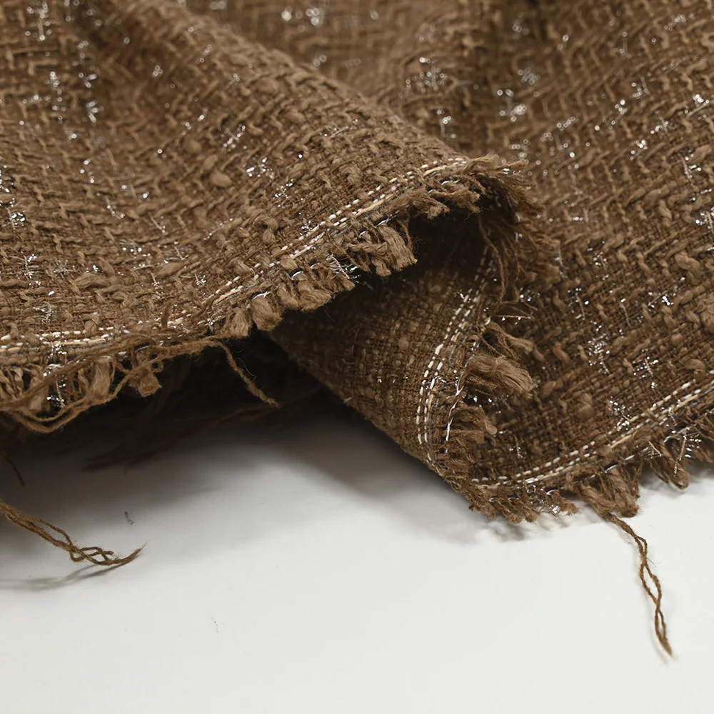 Tweed Emma lurex polyester fond marron - Image 5