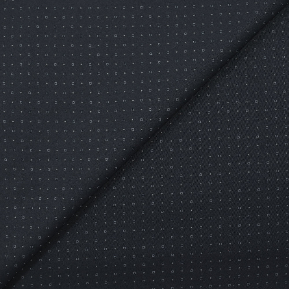 Twill de coton imprimé carré et pois fond bleu nuit