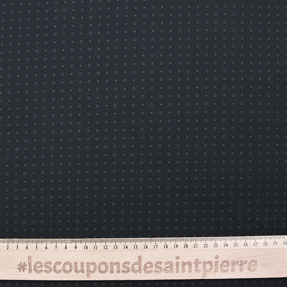 Twill de coton imprimé carré et pois fond bleu nuit - Image 3