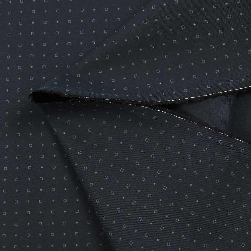 Twill de coton imprimé carré et pois fond bleu nuit - Image 5