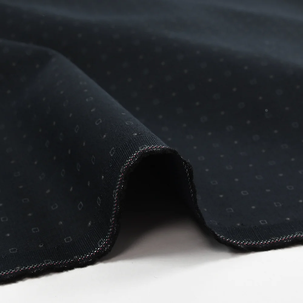 Twill de coton imprimé carré et pois fond bleu nuit - Image 6