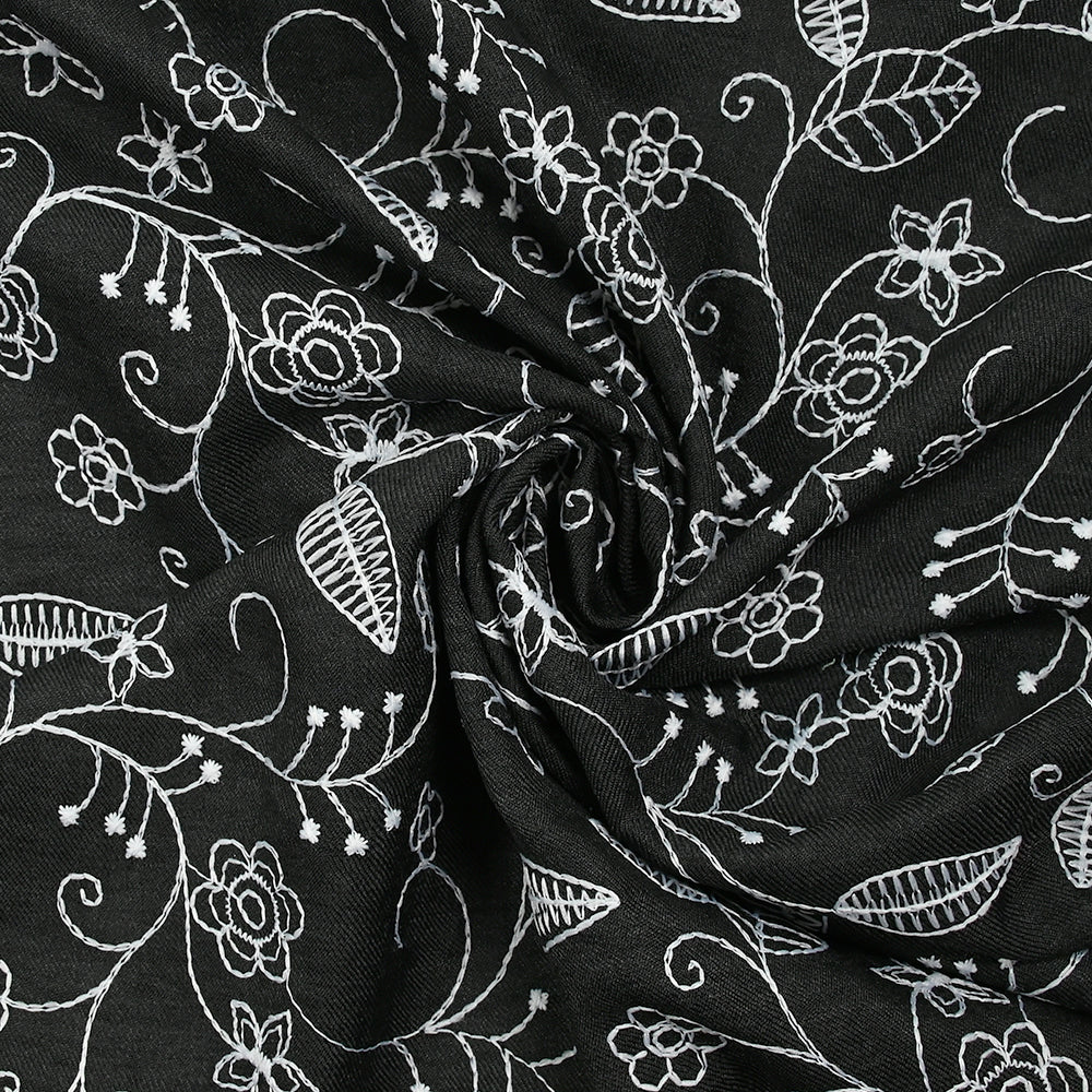 Twill de polyester brodé Solène fond noir - Image 2