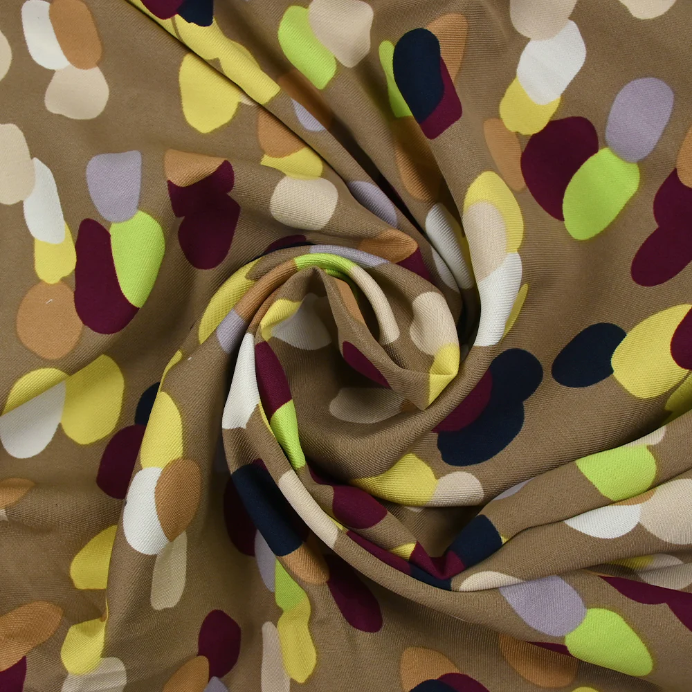 Twill de viscose imprimé tache de pois fond taupe - Image 2