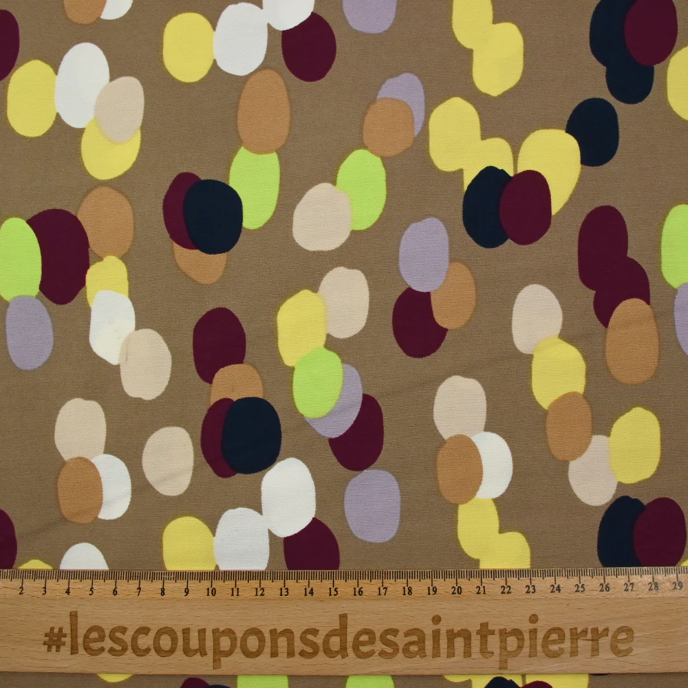 Twill de viscose imprimé tache de pois fond taupe - Image 3