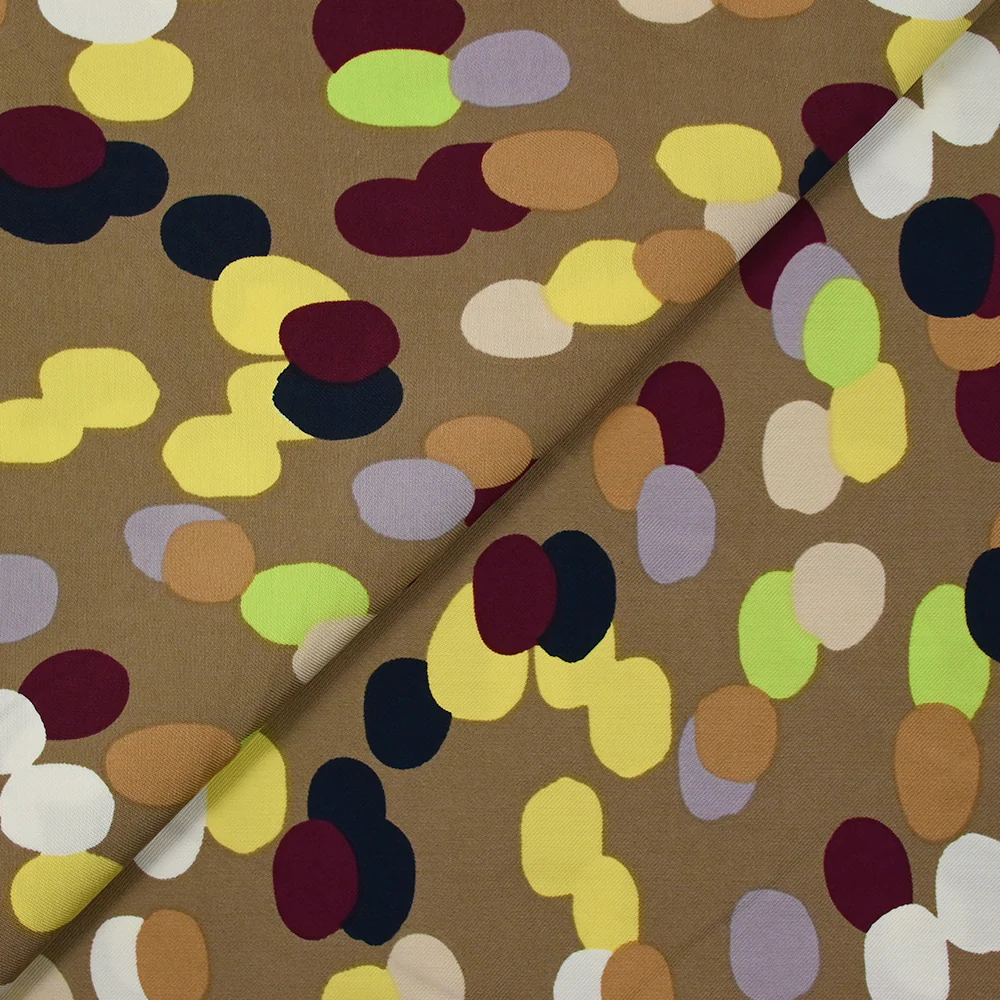 Twill de viscose imprimé tache de pois fond taupe - Image 4
