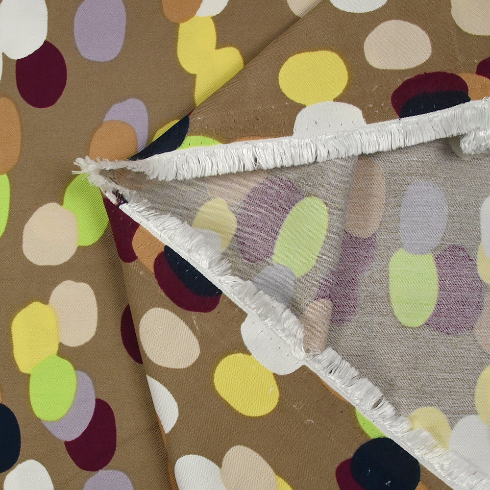 Twill de viscose imprimé tache de pois fond taupe - Image 5