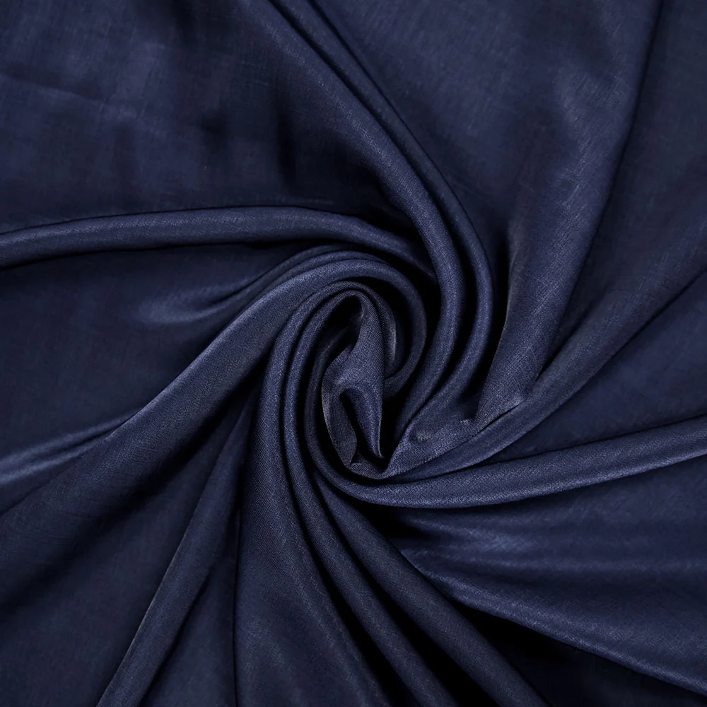 Twill polyviscose doupionné satiné Rosa bleu marine - Image 2