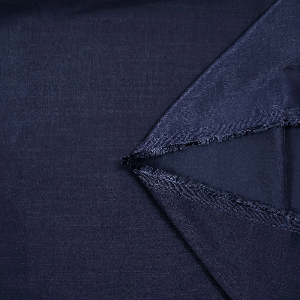 Twill polyviscose doupionné satiné Rosa bleu marine - Image 3