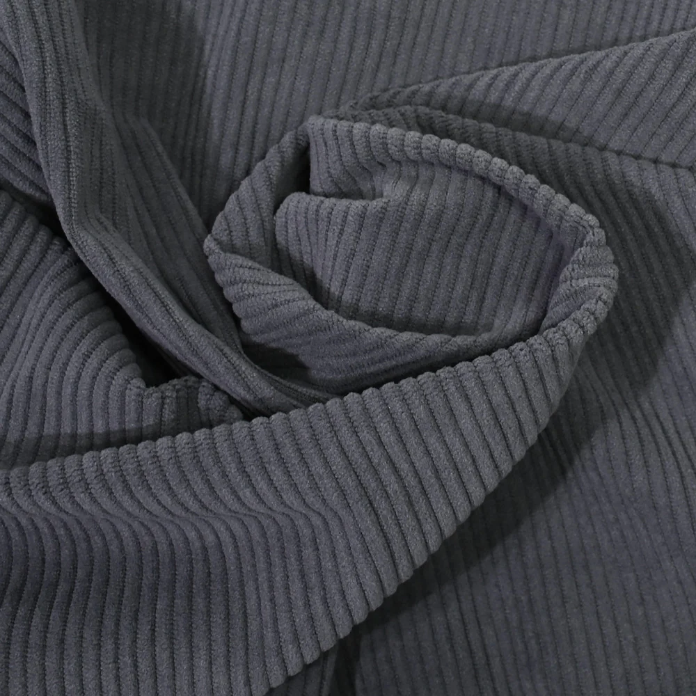 Velours côtelé polyester 3 mm gris éléphant - Image 2