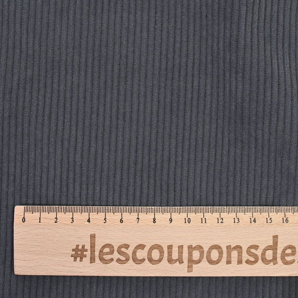 Velours côtelé polyester 3 mm gris éléphant - Image 4