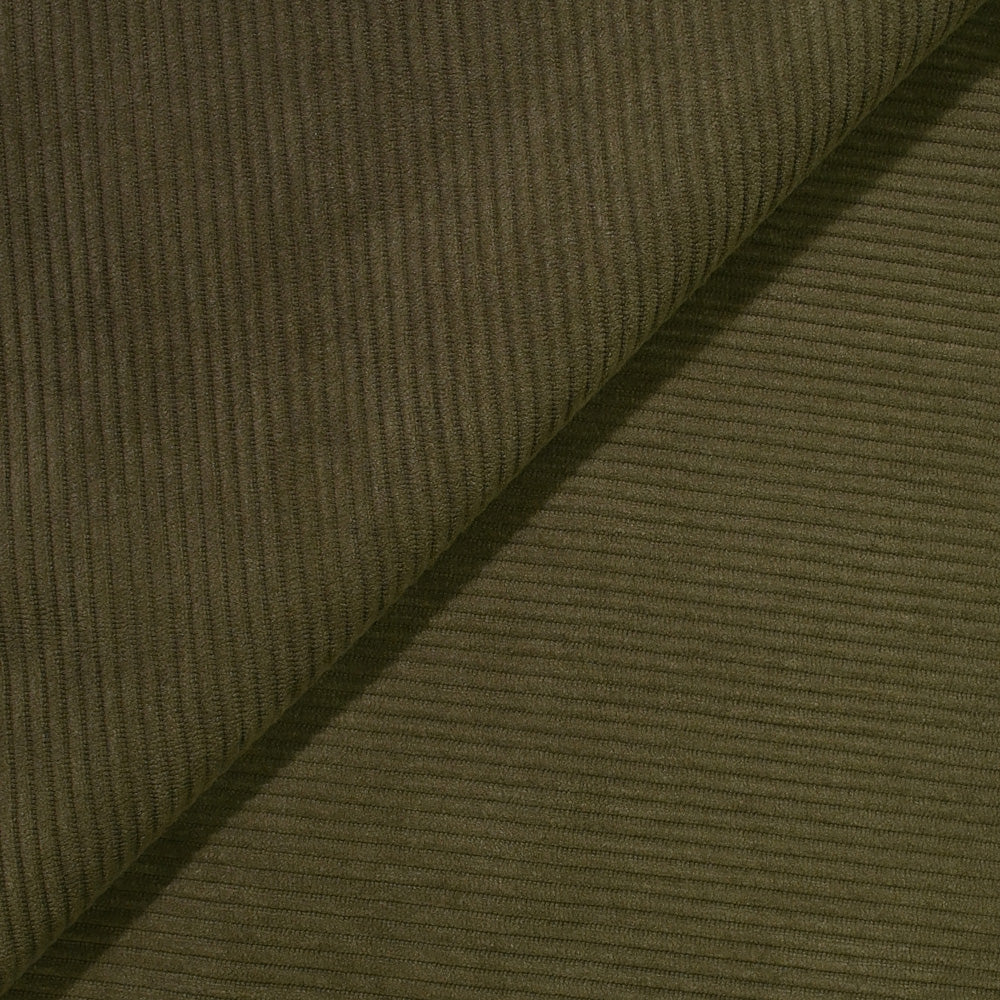 Velours côtelé polyester 3 mm vert olive