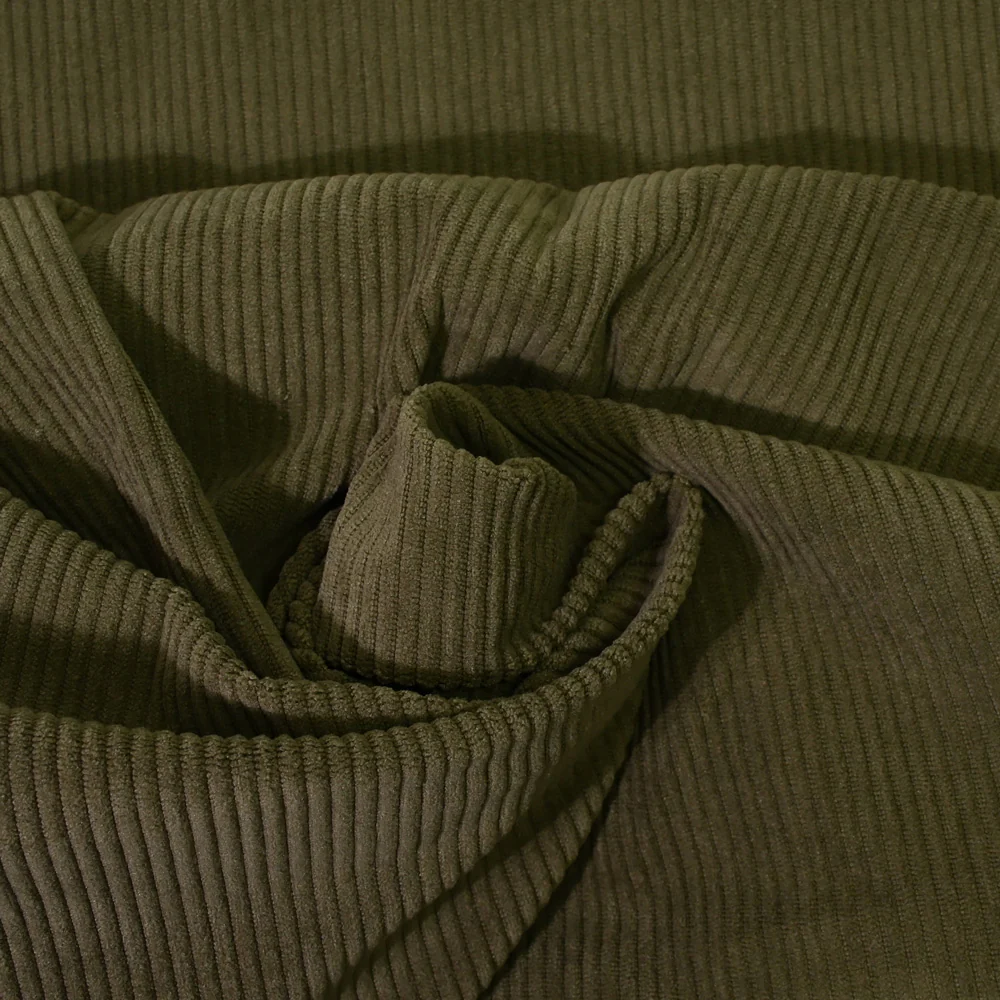 Velours côtelé polyester 3 mm vert olive - Image 2