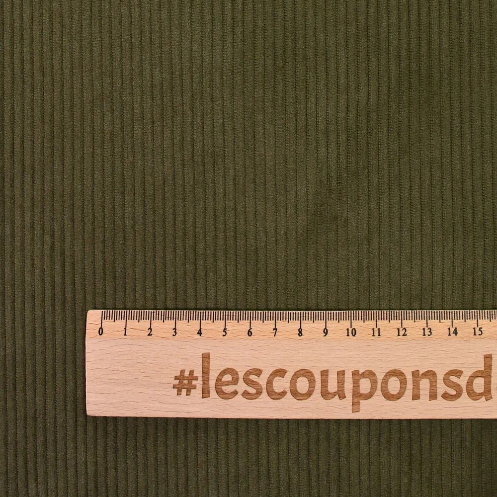 Velours côtelé polyester 3 mm vert olive - Image 3