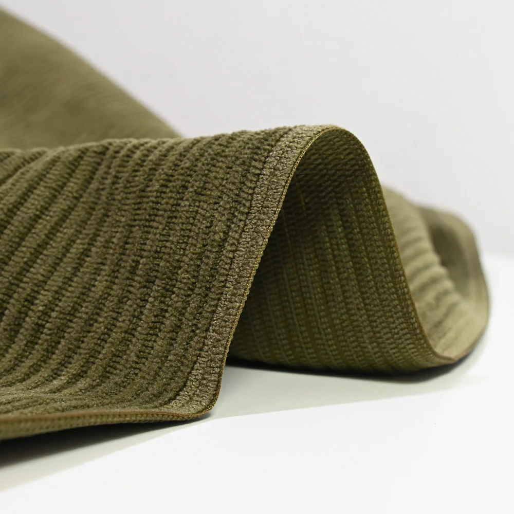 Velours côtelé polyester 3 mm vert olive - Image 5