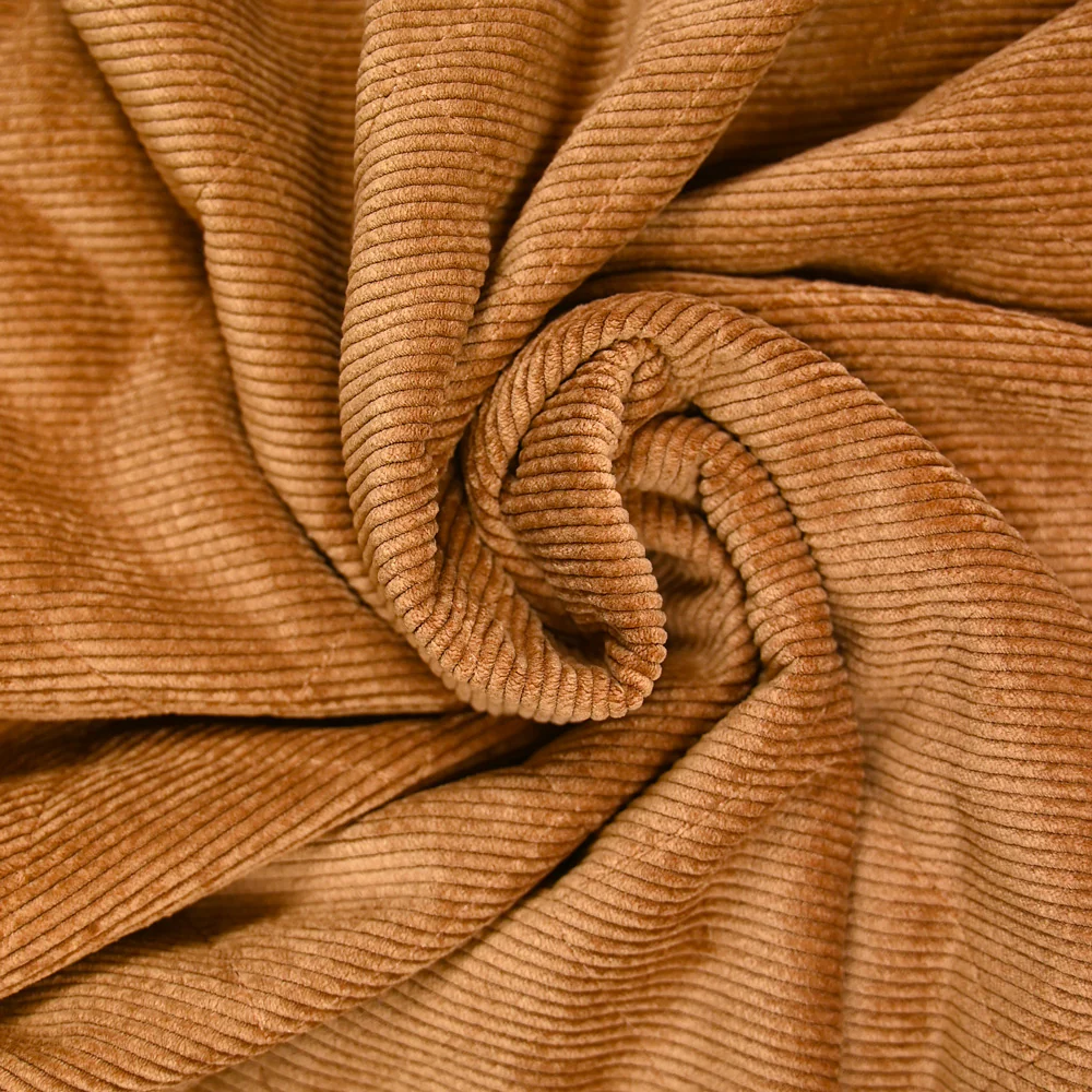 Velours de polyester côtelé matelassé envers sherpa camel - Image 2