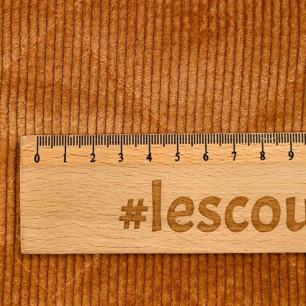 Velours de polyester côtelé matelassé envers sherpa camel - Image 3