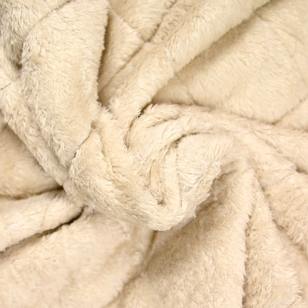 Velours de polyester côtelé matelassé envers sherpa camel - Image 4