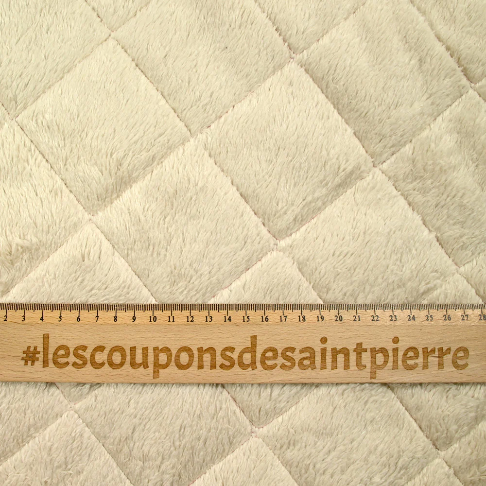 Velours de polyester côtelé matelassé envers sherpa vieux rose - Image 4