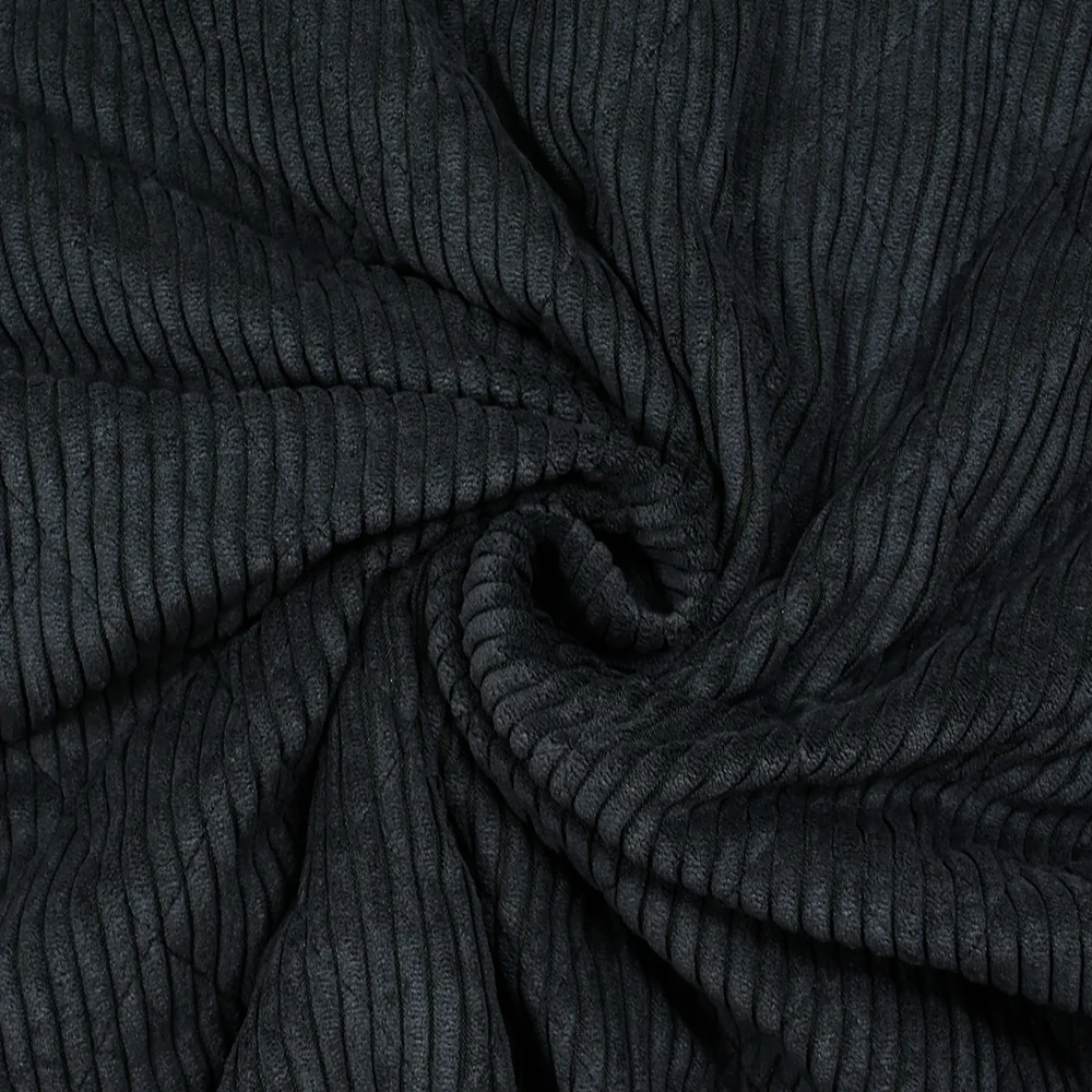 Velours de polyester côtelé matelassé noir - Image 2