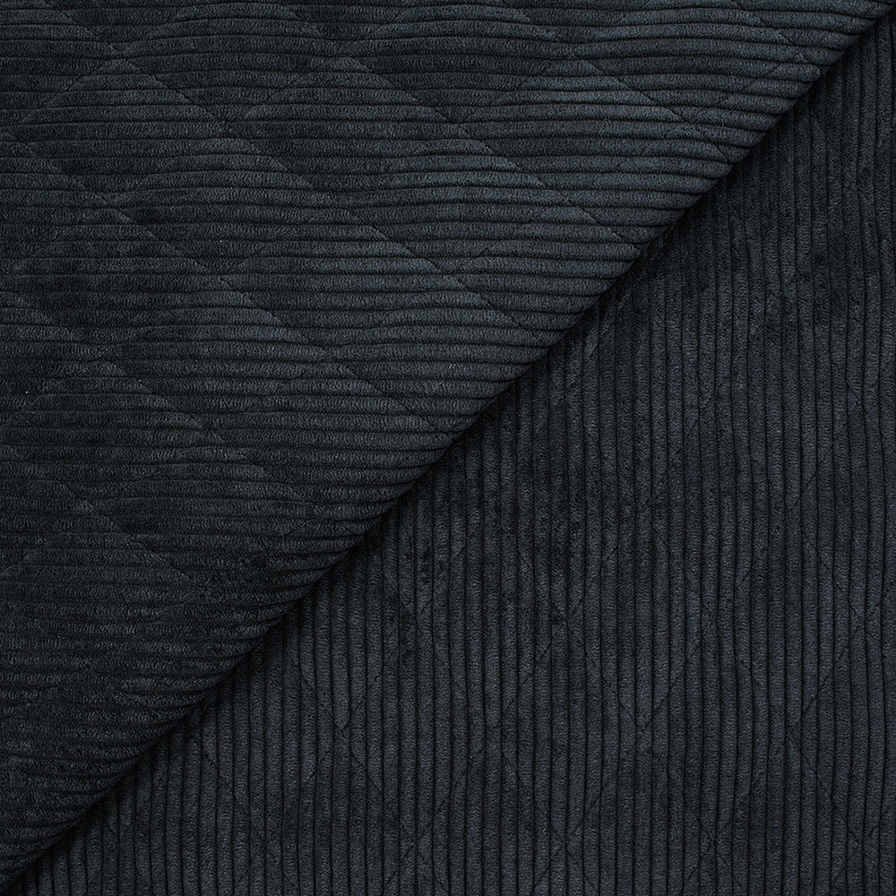 Velours de polyester côtelé matelassé noir - Image 3