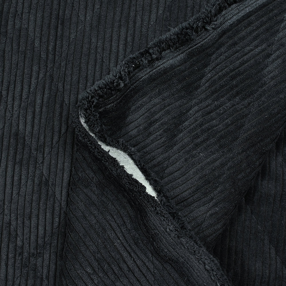 Velours de polyester côtelé matelassé noir - Image 7