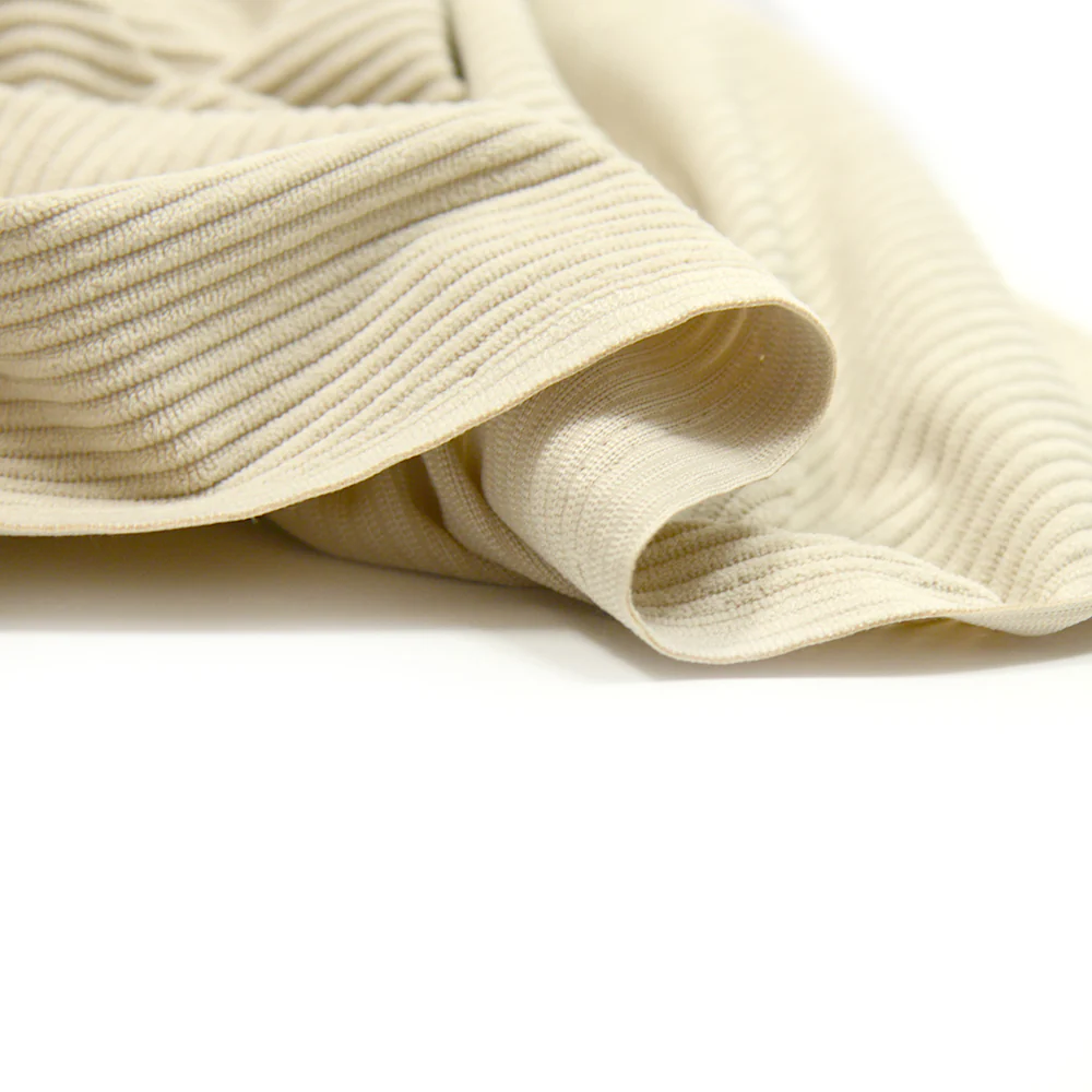 Velours polyester côtelé beige - Image 4