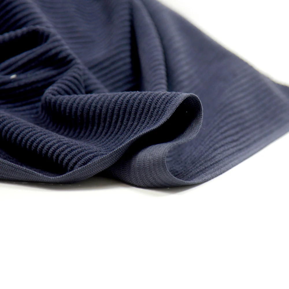 Velours polyester côtelé bleu marine - Image 4