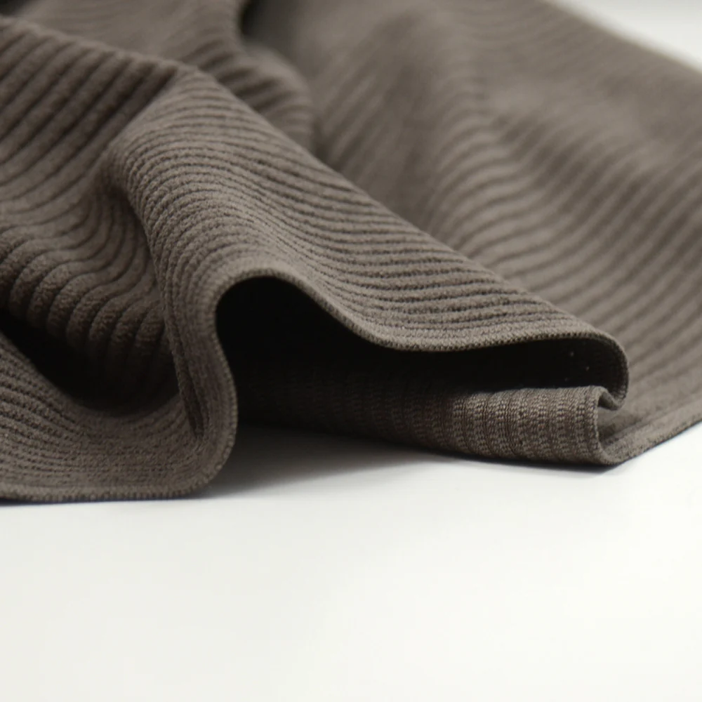 Velours polyester côtelé gris taupe - Image 4
