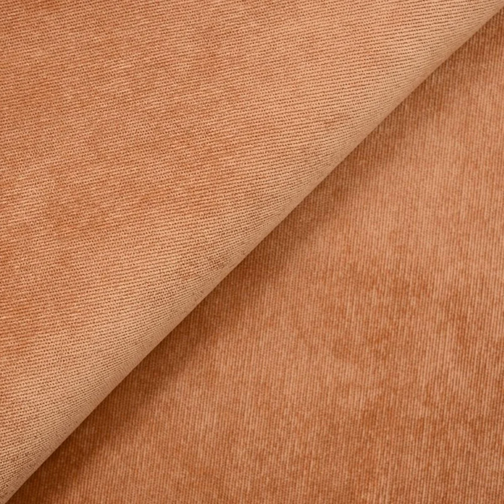 Velours polyester fines côtes marron roux