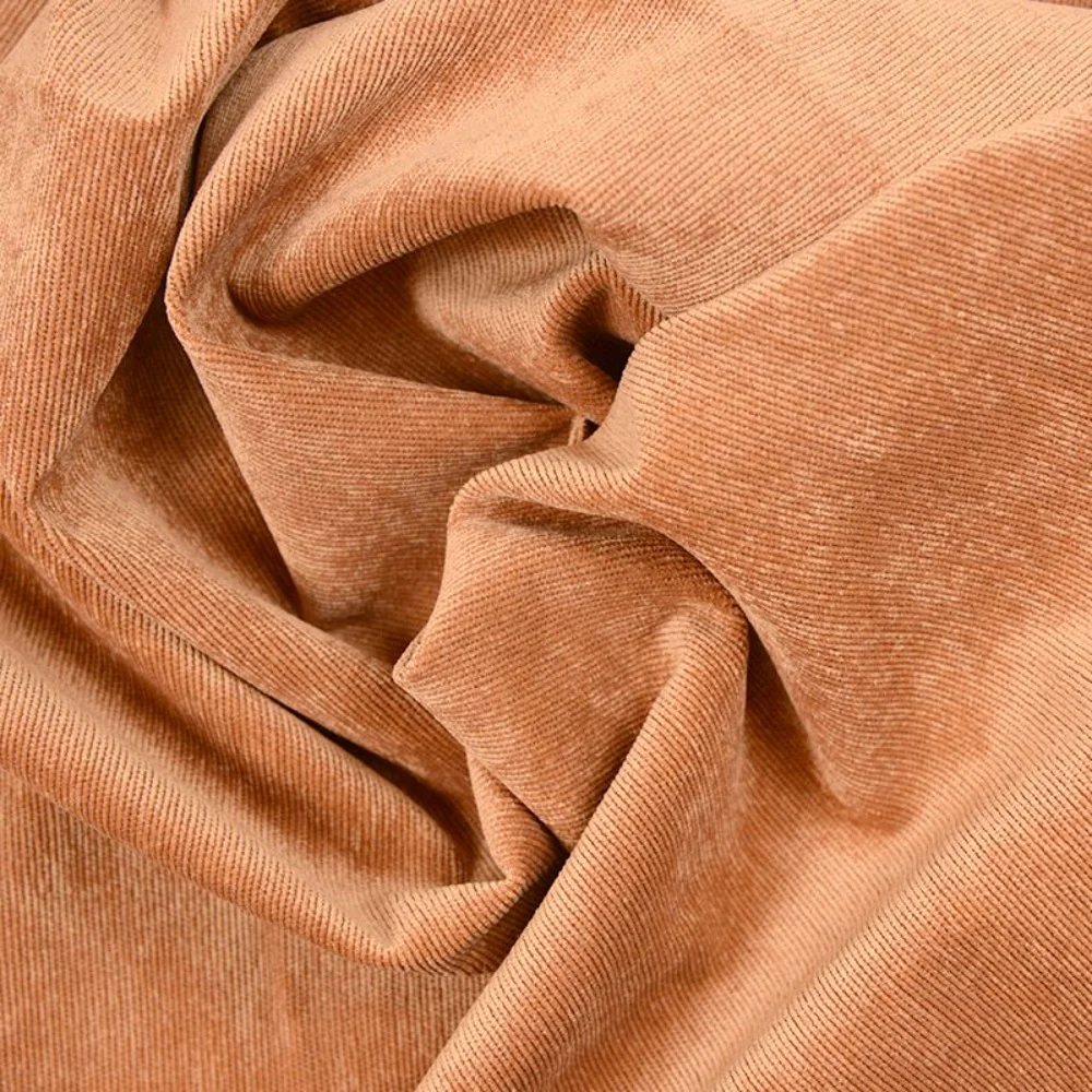 Velours polyester fines côtes marron roux - Image 3