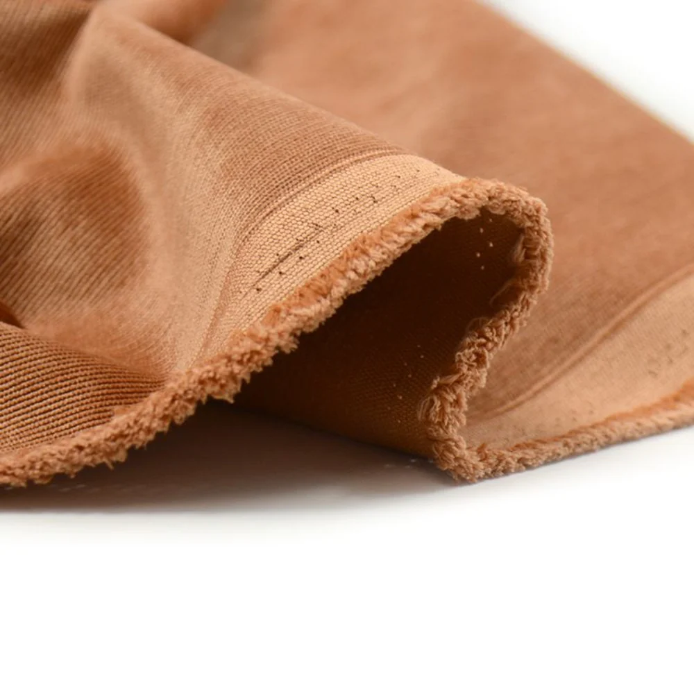 Velours polyester fines côtes marron roux - Image 4