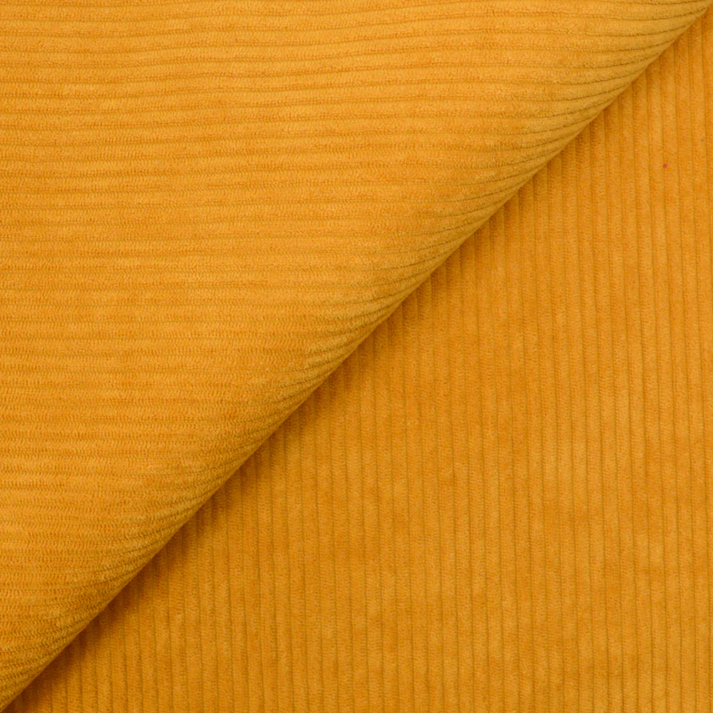 Velours polyester côtelé moutarde
