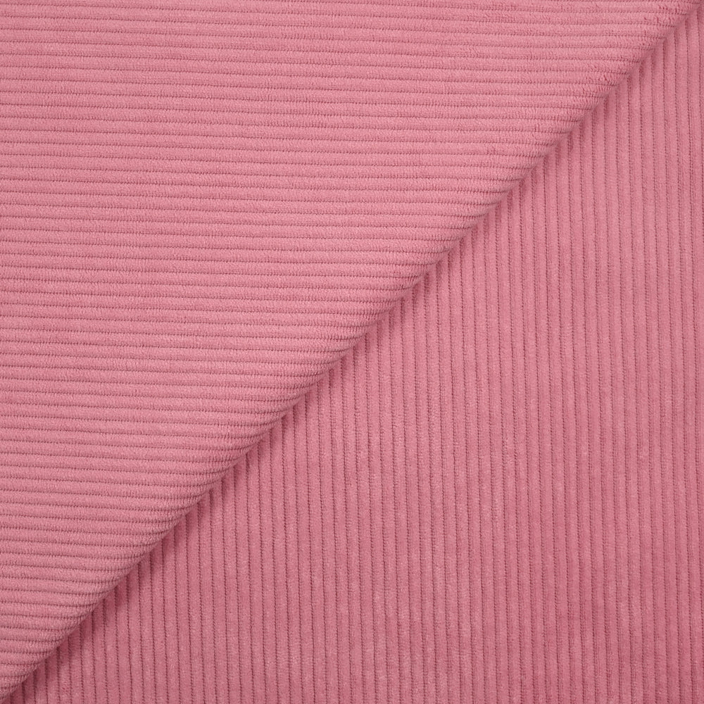 Velours polyester côtelé rose