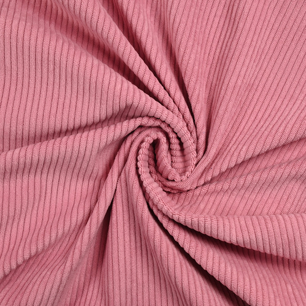 Velours polyester côtelé rose - Image 2