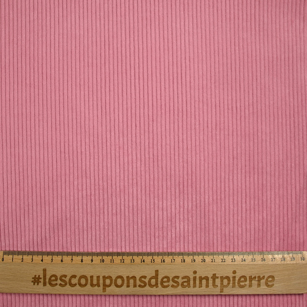 Velours polyester côtelé rose - Image 3