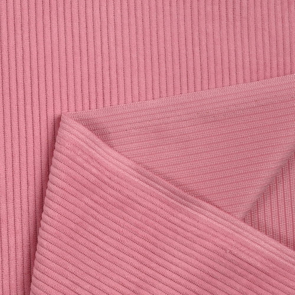 Velours polyester côtelé rose - Image 5