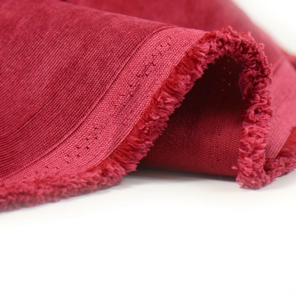 Velours polyester fines côtes rouge framboise - Image 4