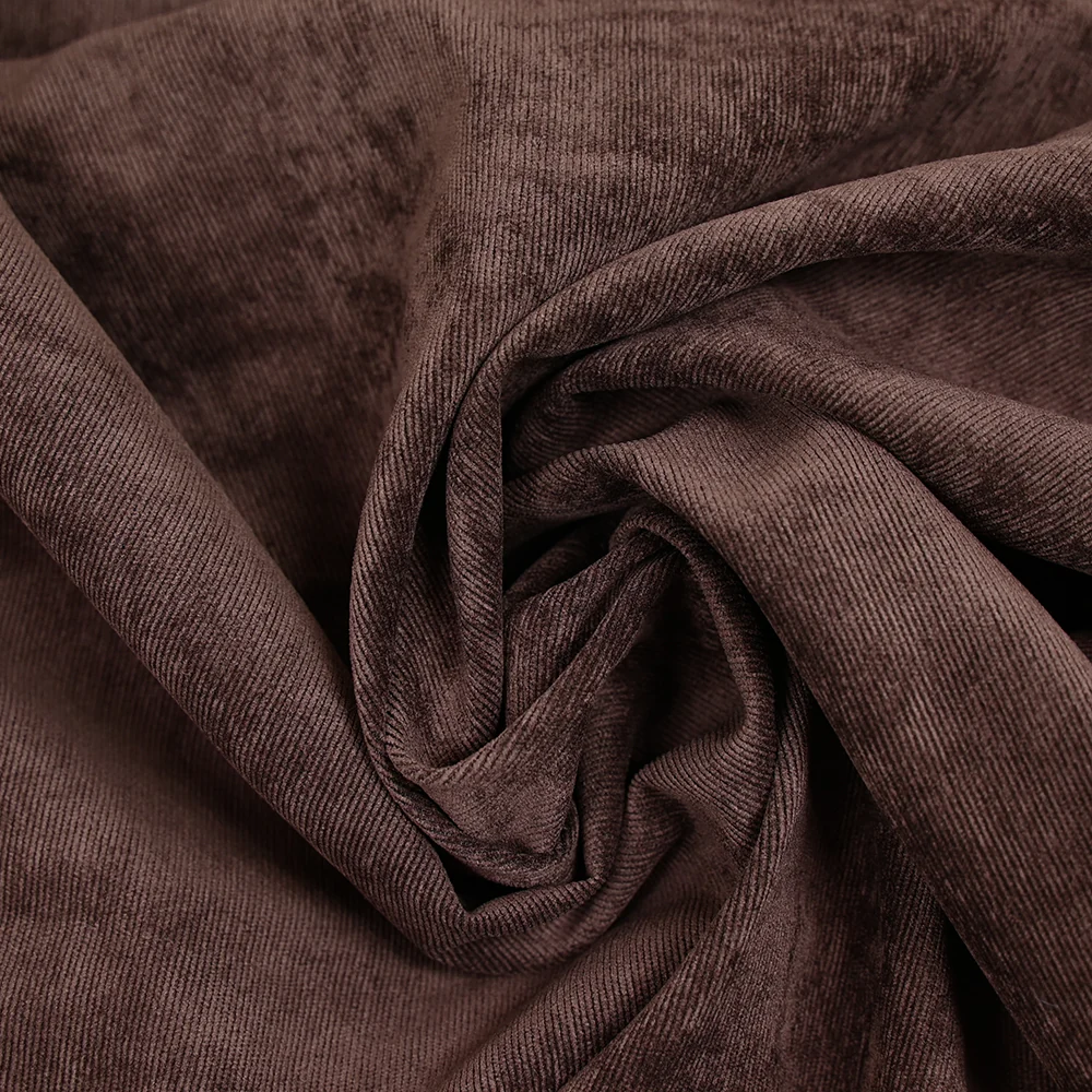 Velours polyester fines côtes châtaigne - Image 2