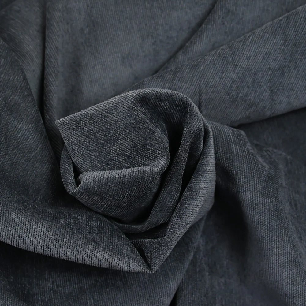 Velours polyester fines côtes gris acier - Image 2