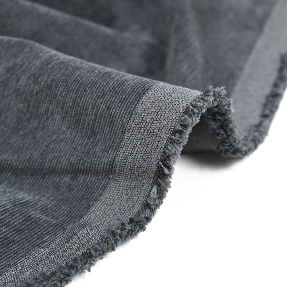 Velours polyester fines côtes gris acier - Image 4