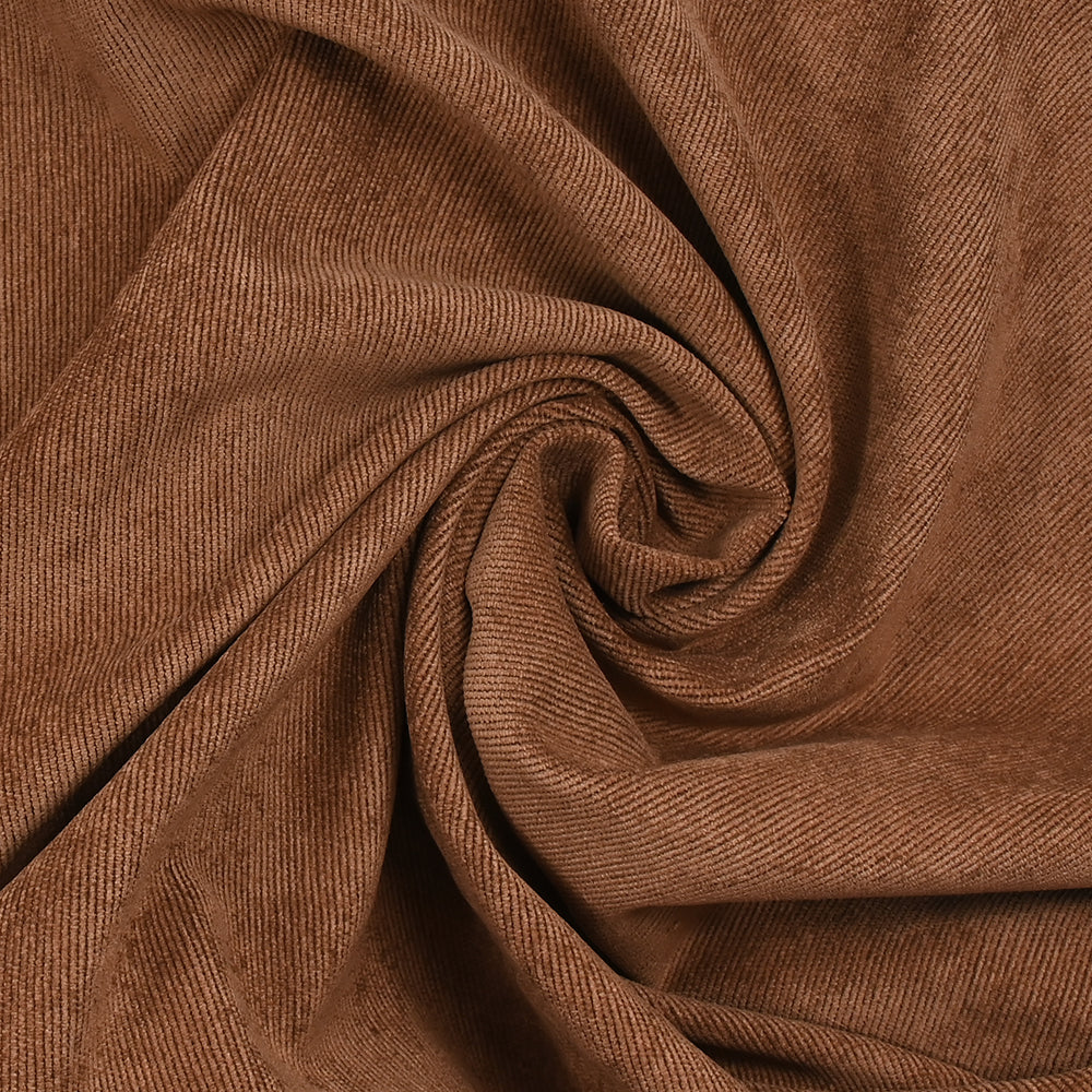 Velours polyester fines côtes marron noisette - Image 2