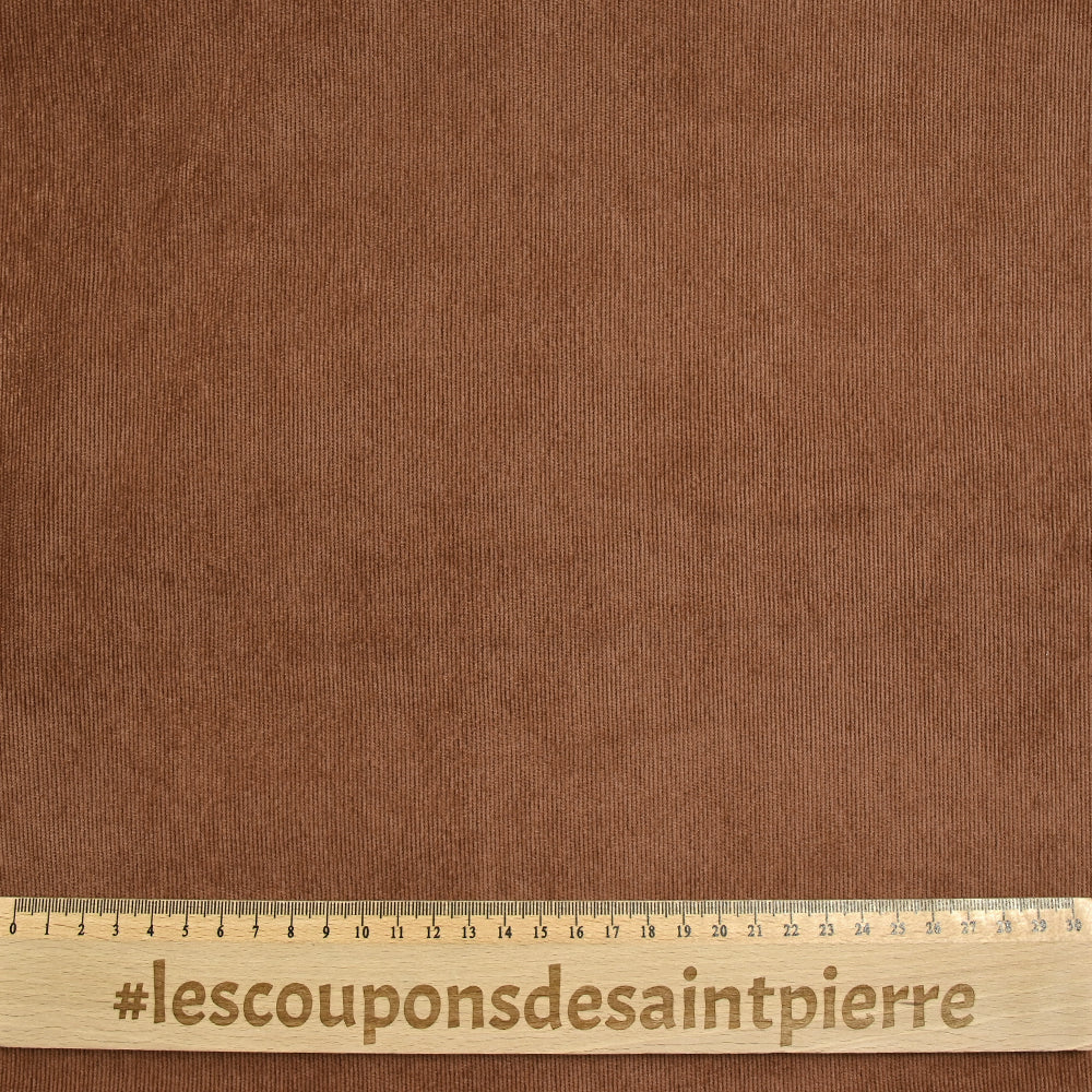 Velours polyester fines côtes marron noisette - Image 3