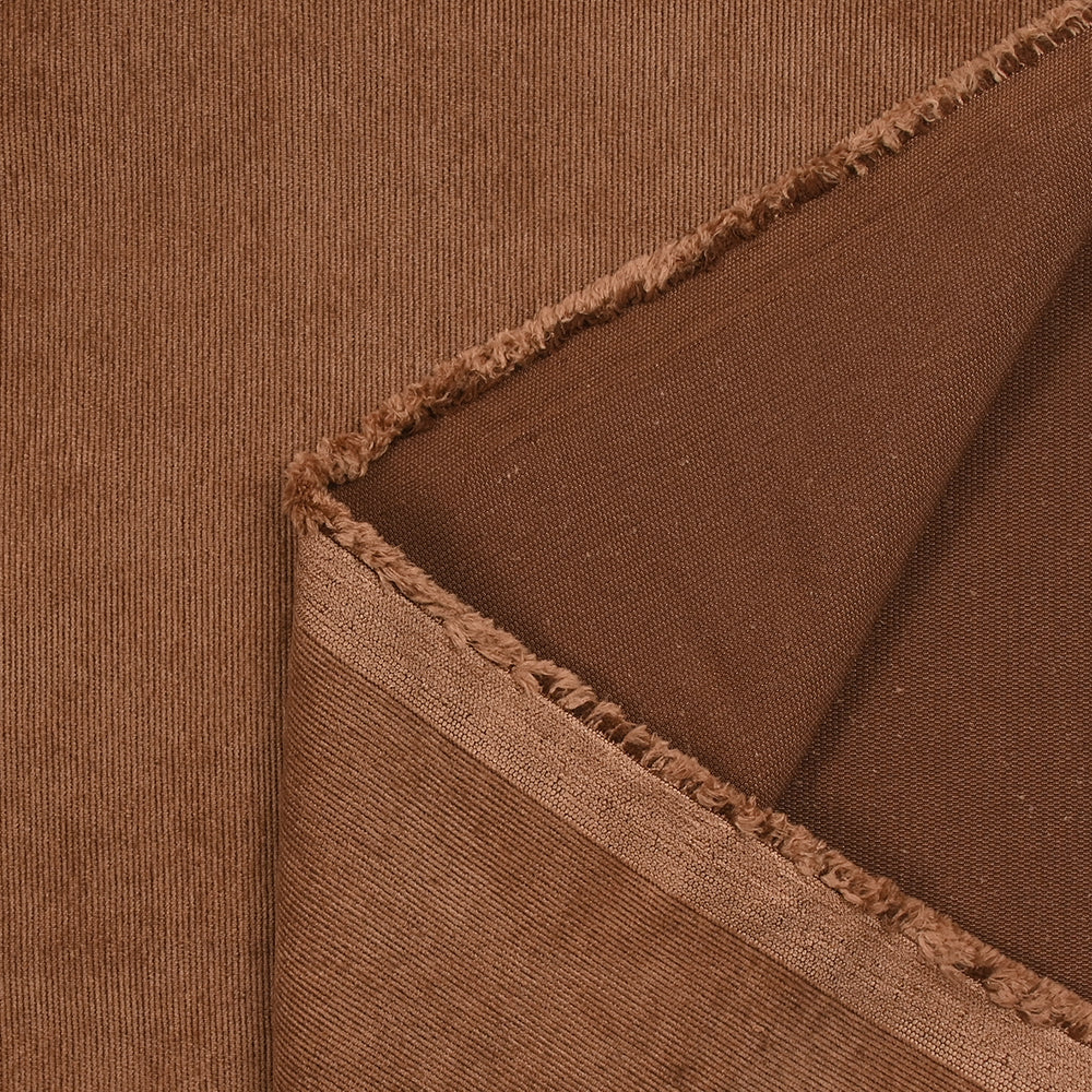 Velours polyester fines côtes marron noisette - Image 6