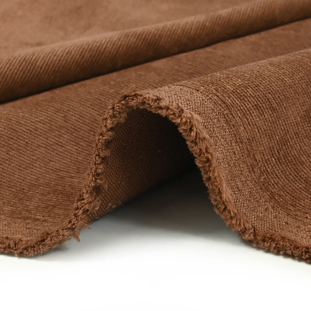 Velours polyester fines côtes marron noisette - Image 7