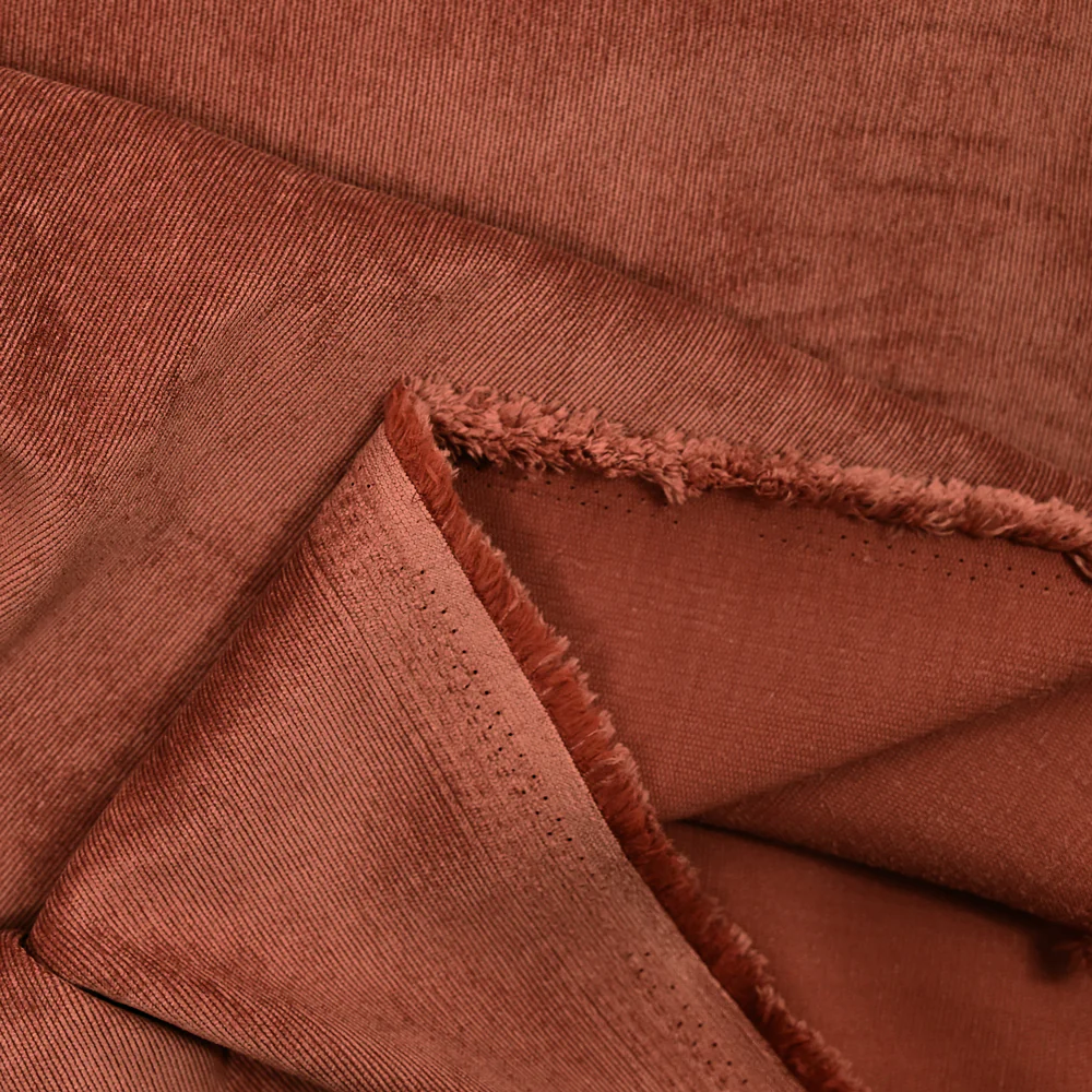 Velours polyester fines côtes tomette - Image 3