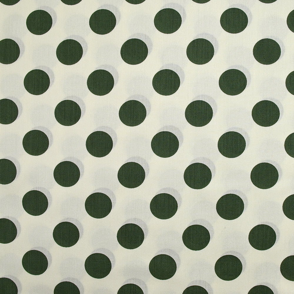 Viscose imprimée à pois kaki fond blanc cassé